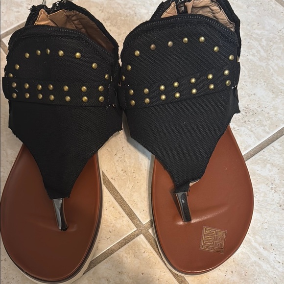 Aldo Shoes - Aldo Black and Gold Sandals with Studded Design